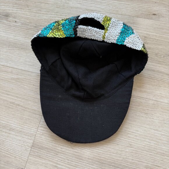 Vintage Sequin Baseball Cap Mosaic Colorful Hip Hop Style Hat 80s 90s OS - Picture 5 of 10